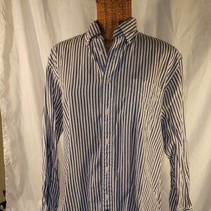 Men's Abercrombie & Fitch Blue/White Striped Button Down Shirt, Size 15.5 32